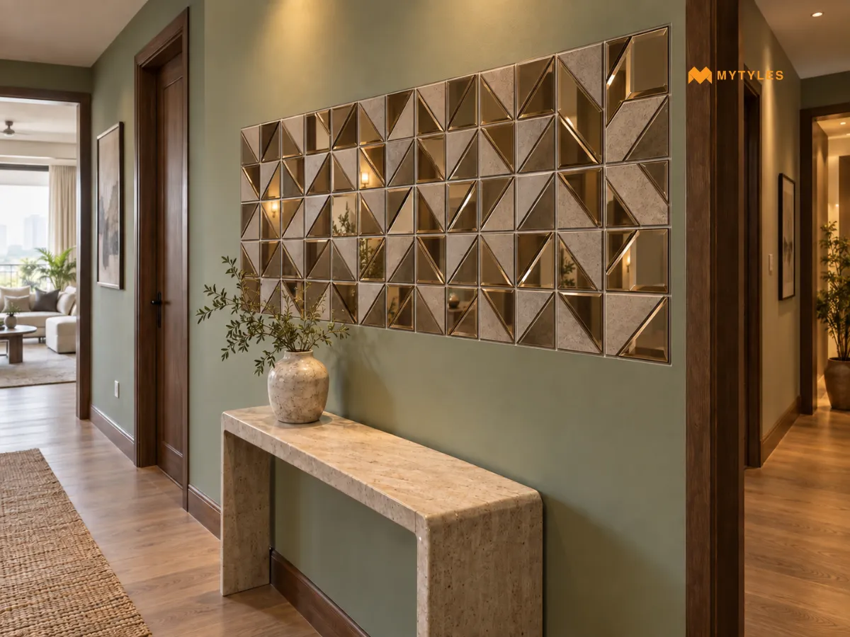 Bevelled Mirror Tiles for a Hallway 